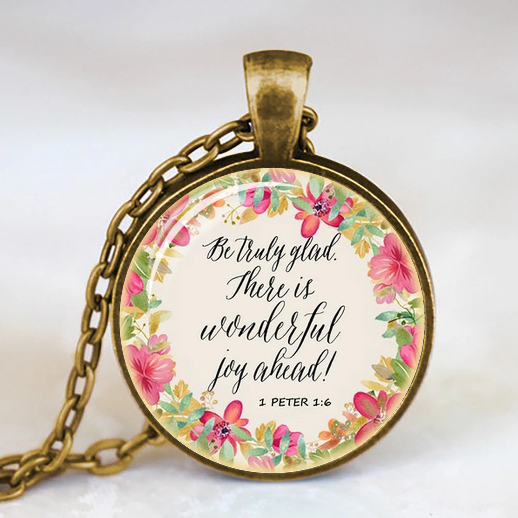 Библейские стихи Писание ожерелье античная бронза подвеска для христианских