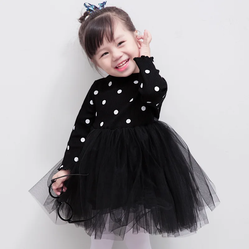 

Girls Tutu Dresses for Party and Wedding Princess Dresses Long Sleeve Dot Lace Ball Gown Kids Dresses for Girls Vestido Clothes
