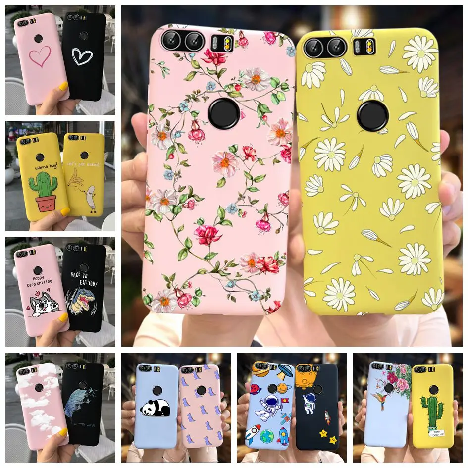 Милый чехол с маргариткой для Huawei Honor 8, чехол, мягкий силиконовый матовый чехол из ТПУ для Honor 8, искусственная задняя крышка, чехол для телефона