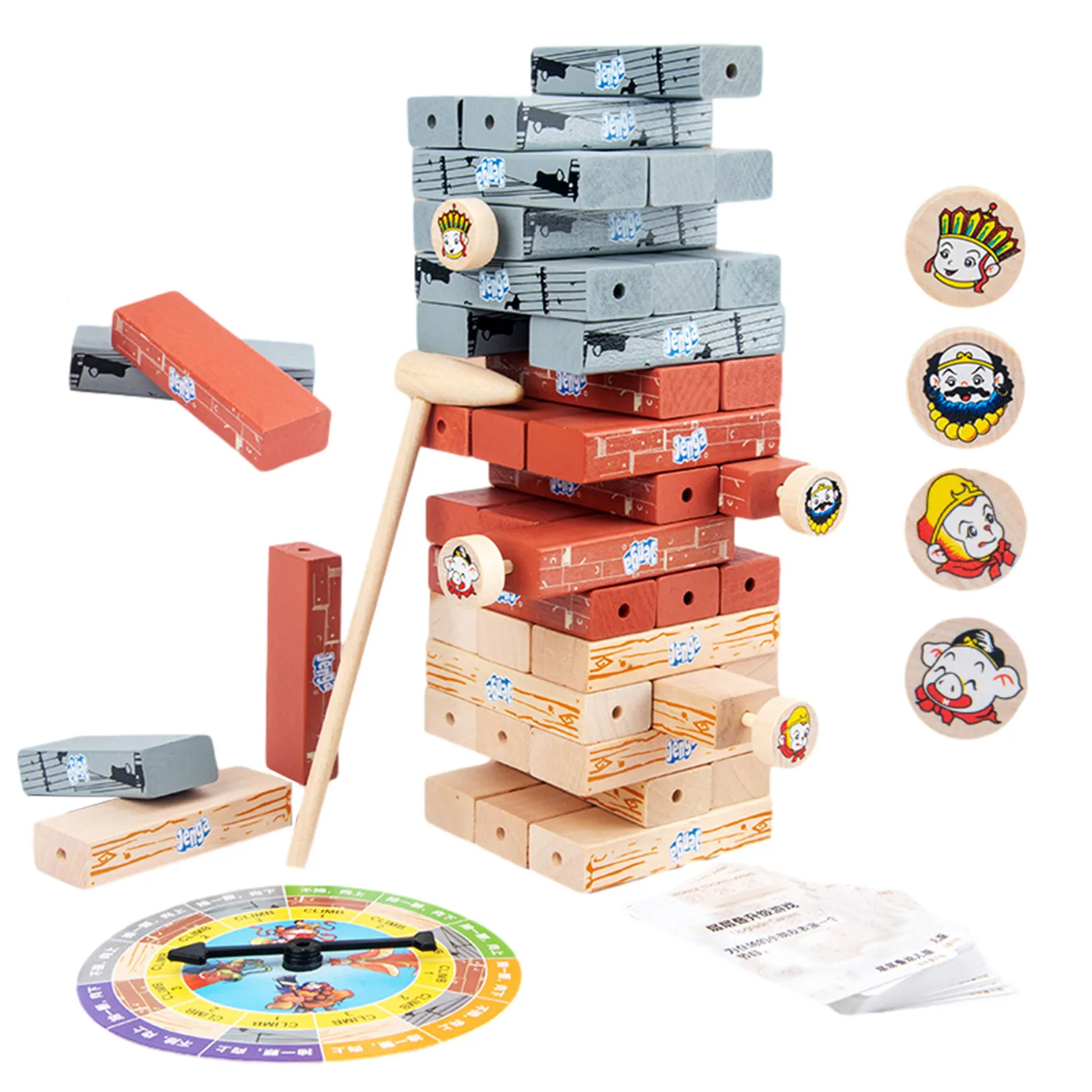 

Wooden Tower Building Blocks Toy Rainbow Domino Stacker Board Game Folds High Montessori Educational Children Toys