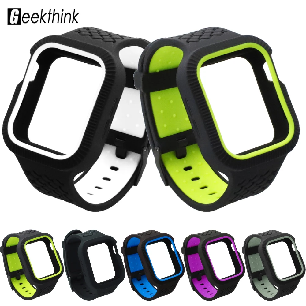 Спортивный Чехол для Apple Watch Series 5 4 силиконовый ремешок 44 мм 40 ударопрочный watch