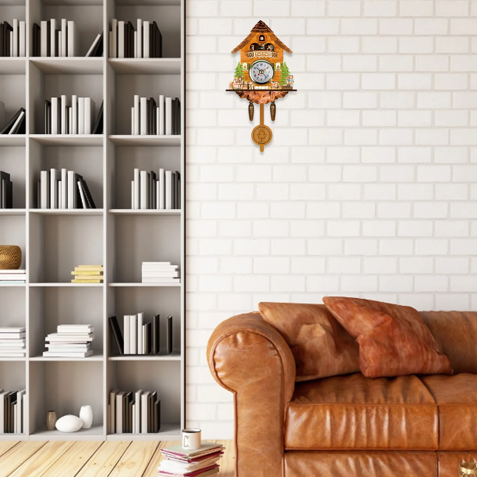 

Nordic Style Wooden Cuckoo Clock Vintage Handmade Wooden Living Room Wall Clock Home Decoration Accessories For Living Room