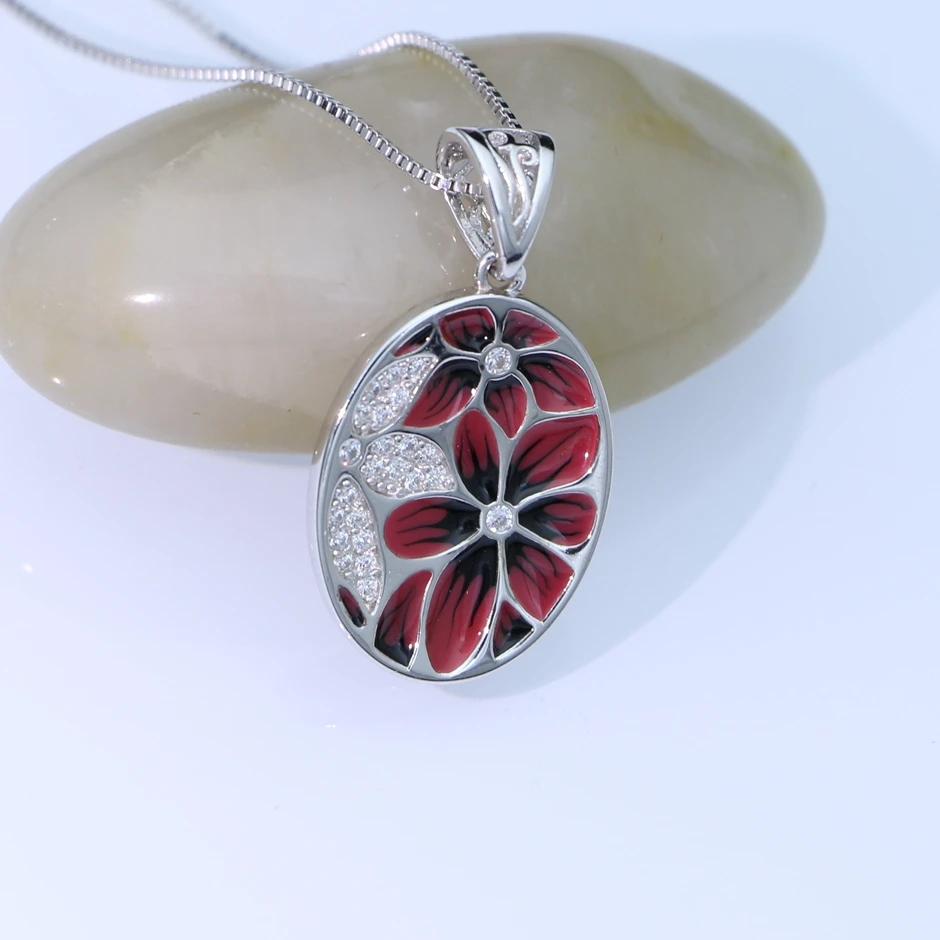 Женский комплект из колье и серёг с эмалью | Украшения аксессуары