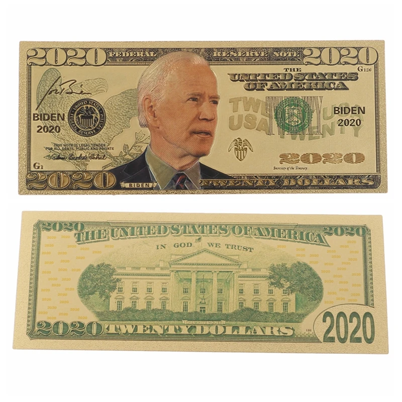 1 шт. 2020 Biden Америка выборов Позолоченные памятная банкнота 16*6 см|Золотые