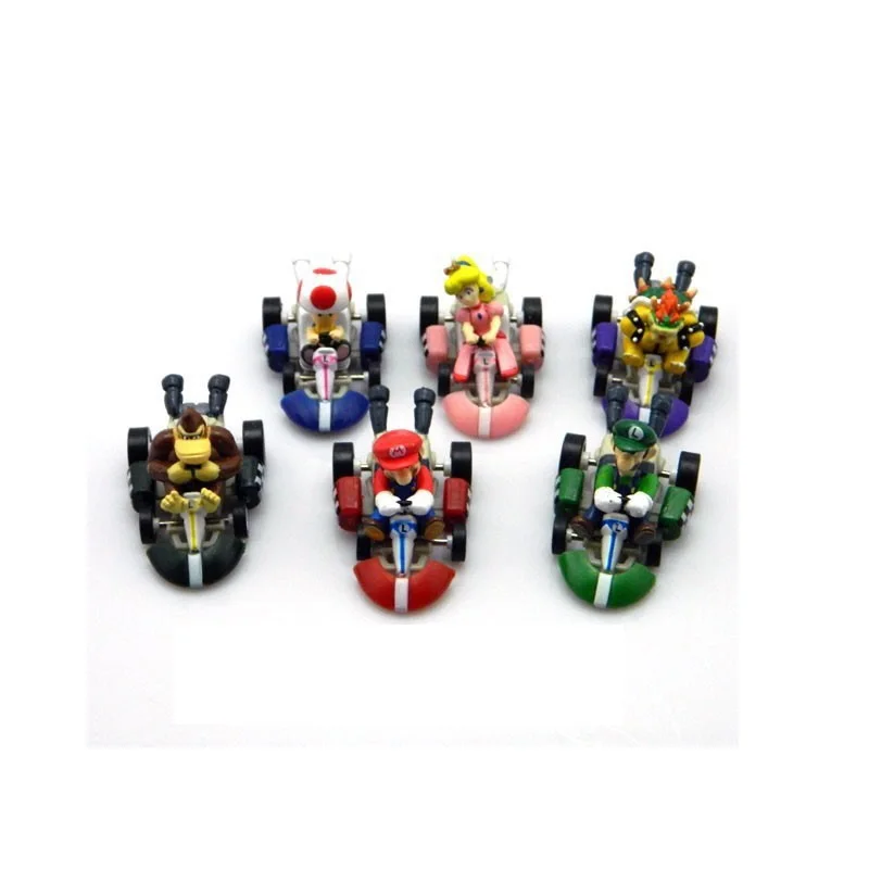 

6 piece set Mario anime cartoon pull back car monkey mushroom karting child boy car model toy Christmas birthday gift