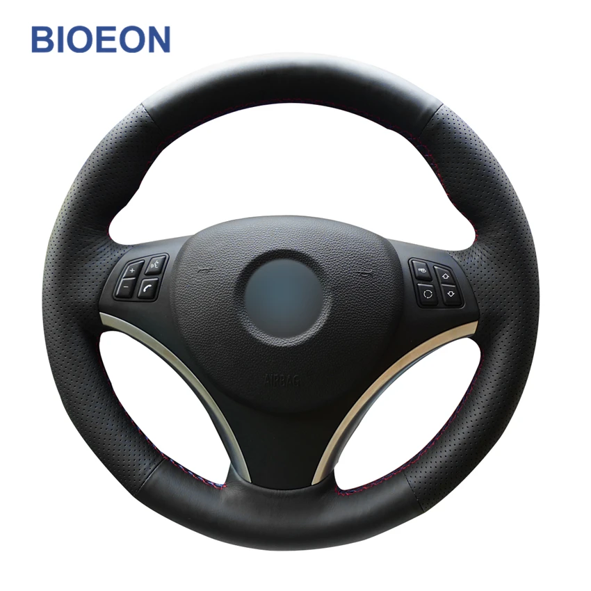 Ручные Швейные черные чехлы рулевого колеса автомобиля из искусственной кожи PU