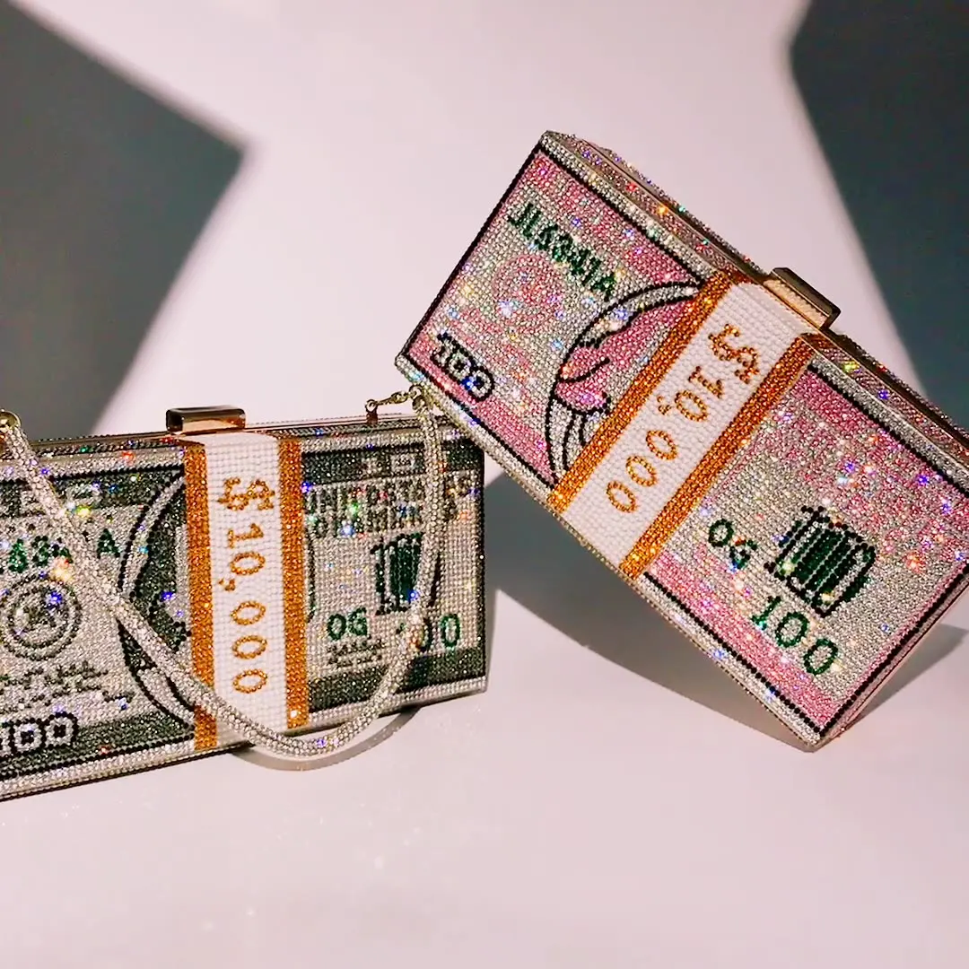 

Женская модная сумка-клатч в долларах, вечерние женские сумки-клатчи с цепочкой в долларах, сумка через плечо