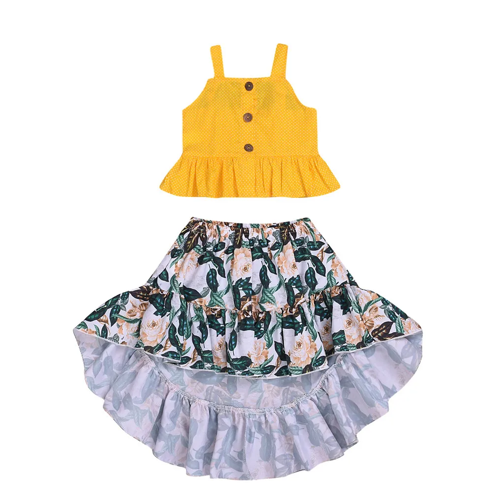 2019 новые стильные летние блузки топы для маленьких девочек платье с юбкой