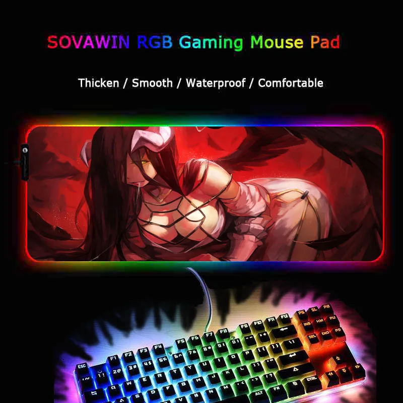 mrgbest anime overlord led gaming mouse pad rgb large gamer mousepad usb keyboard computer mat desk pad for pc laptop computer free global shipping