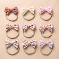 36pclot floral prints hair bows baby girls headband nylon headbands cotton knotbow hairpins for kids newborn hair accessories