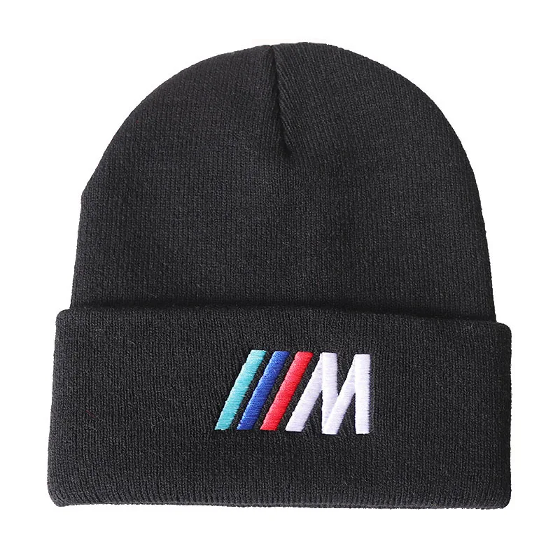 

M Embroidered Knitted Hat Unisex Hip Hop Beanie Hat Women Winter Skullies Female Hats Caps
