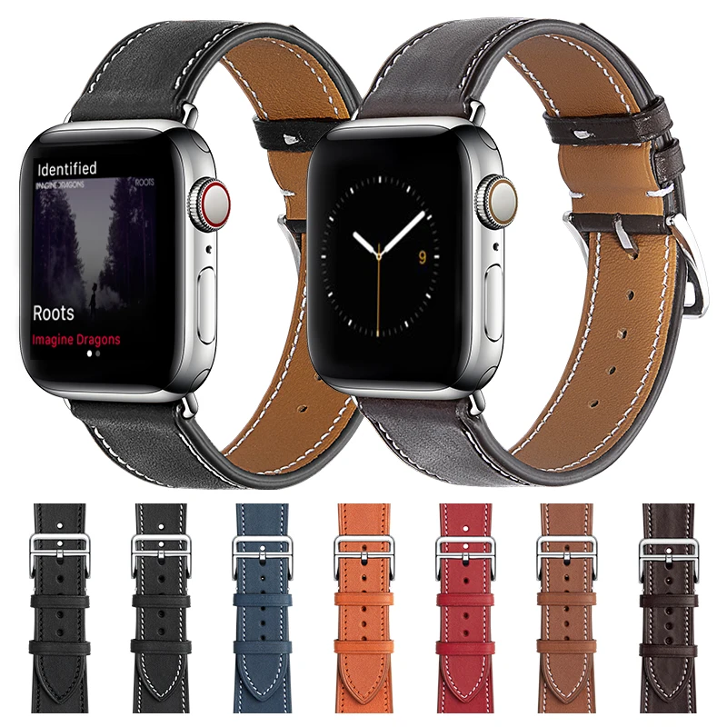 

Винтажный ремешок для часов Barenia из телячьей кожи для Apple 44 мм 40 мм 42 мм 38 мм iWatch Series 3/4/5/SE/6 браслет