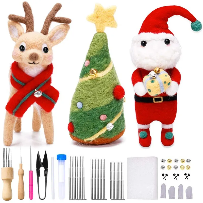Nonvor рождественские иглы войлочный набор с инструкциями волоконная пряжа ткань