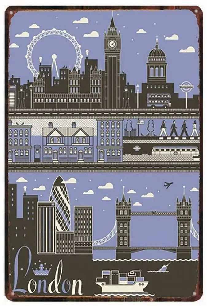 

AIDANDAN Лондон Ностальгический дизайн оловянные знаки винтажные металлические оловянные знаки для украшения стен для дома баров клубов кафе ...