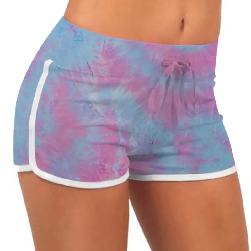 

Women High Waist Drawstring Yoga Shorts Gradient Tie-Dye Workout Slim Hot Pants 6XDA