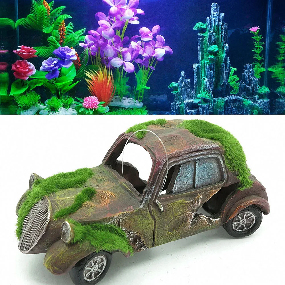 

Fish Tank Car Ornament Imitation Resin Moss Vintage Old Car Aquarium Decoration Pet Aquarium Fish Tank Landscape Decoration