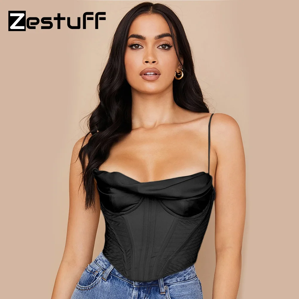 

Zestuff Женский корсет с воротником-лодочкой, жилет с глубоким вырезом, топ с открытой спиной, Y2k, одежда для ночного клуба, вечевечерние, фея, гр...