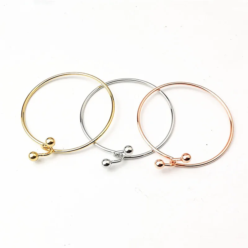 Лидер продаж женские классические гладкие браслеты розового золота/серебра