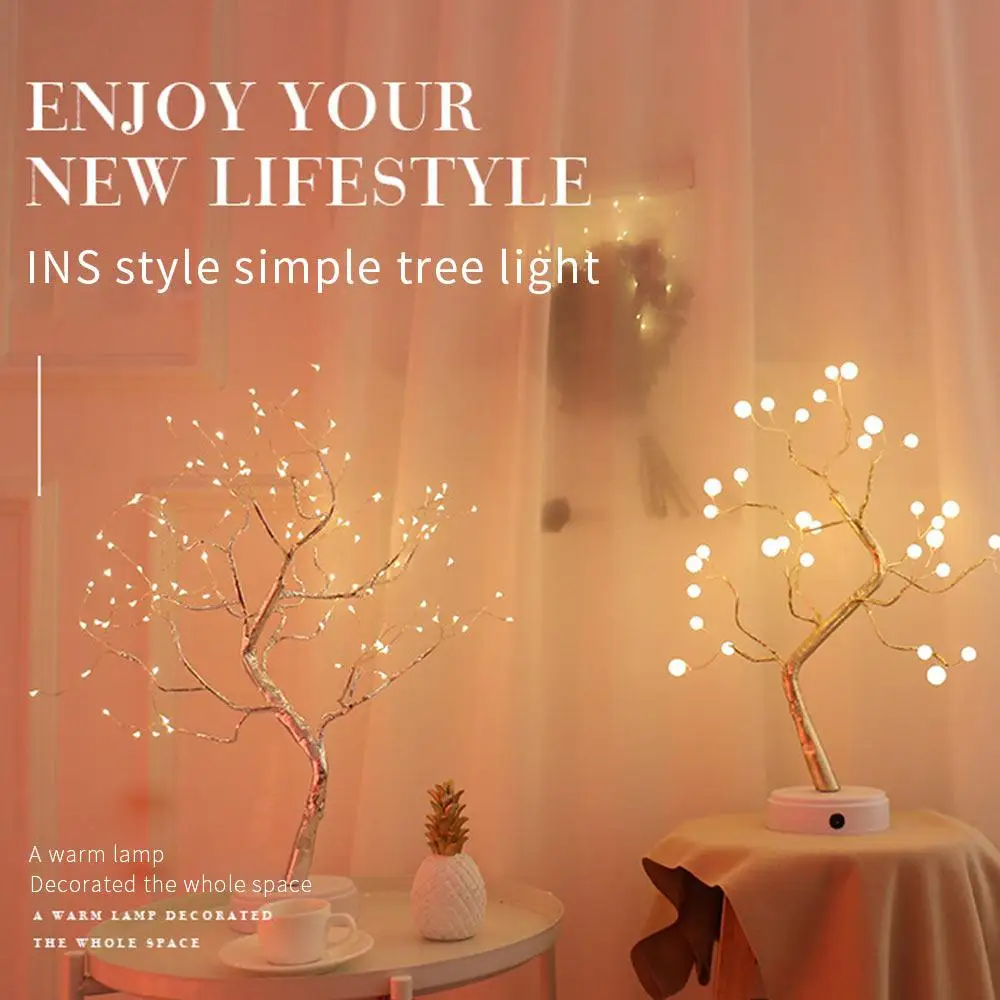 

LED USB Table Lamp LED Night Light Tree Night Light Touch Switch Creative Portable Colorful PC Copper Wire Decoration Gift