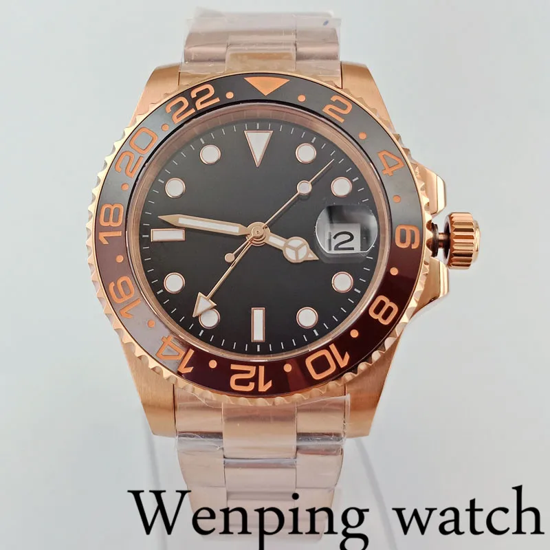 40 мм чехол из розового золота сапфировое стекло керамический ободок черный