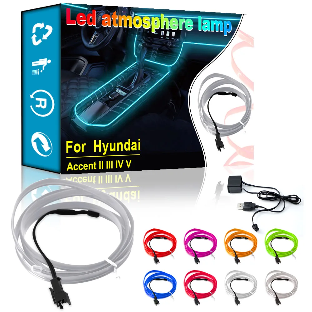 

Car USB Atmosphere LED Lights Car Interior Accessories for Hyundai Accent Ⅱ Ⅲ Ⅳ Ⅴ i40 i30 i20 i10 ix35 ix25 Tucson Getz Terracan