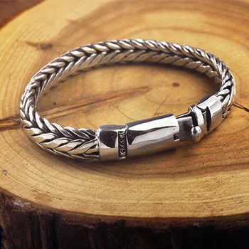 Solid S925 Pure Silver Vintage Mighty Men Bracelet 1