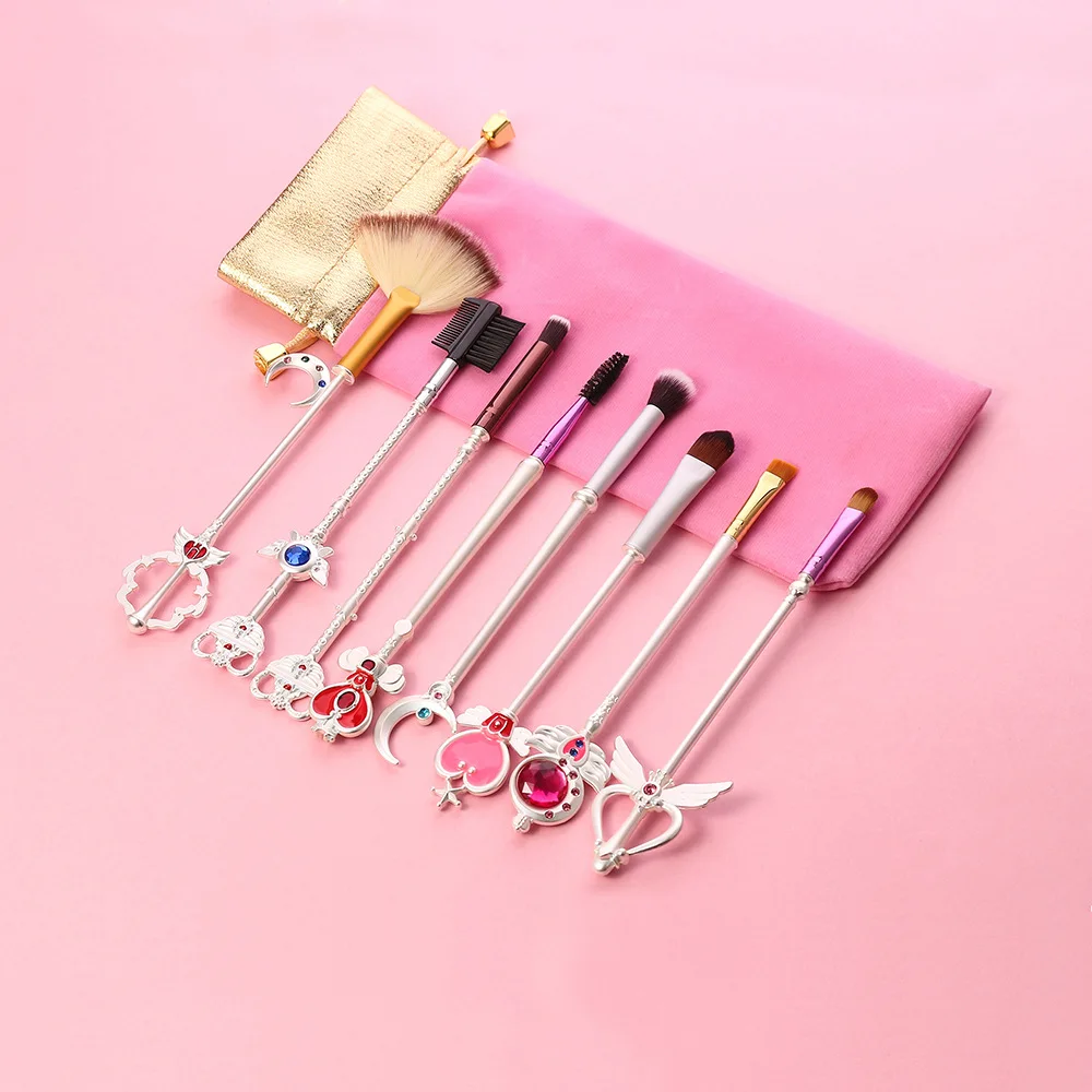

Cartoon Moon New 8pcs Anime High Quality Makeup Brushes Sets Magic Wand Prop Accessories Women Basic Cosmetics Tool Gifts