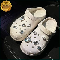 10pcs gem rhinestones croc charms designer diy shiny bling shoes decaration for croc jibs clogs kids boys women girls gifts