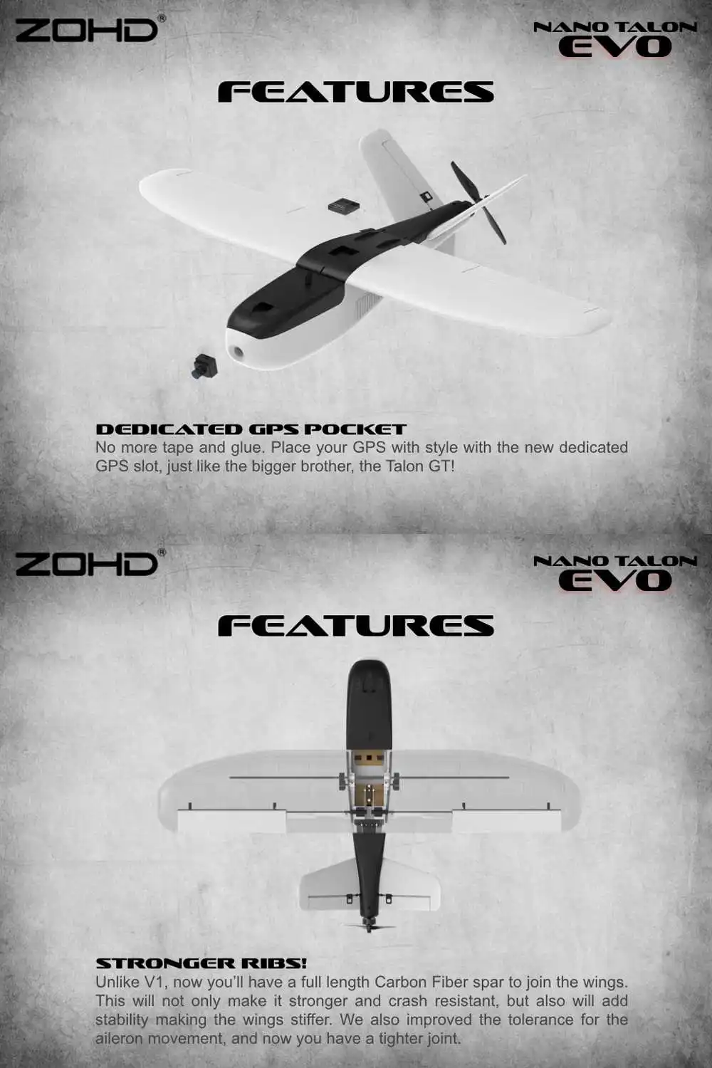 ZOHD Talon EVO 860 мм размах крыльев AIO V-Tail EPP FPV крыло RC самолет PNP/С FPV готов