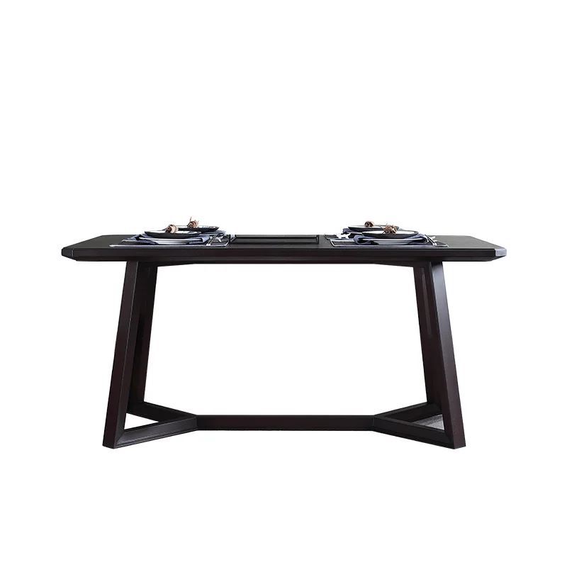 

Light luxury new Chinese all solid wood dining table chair Zen rectangular dining table dining room furniture