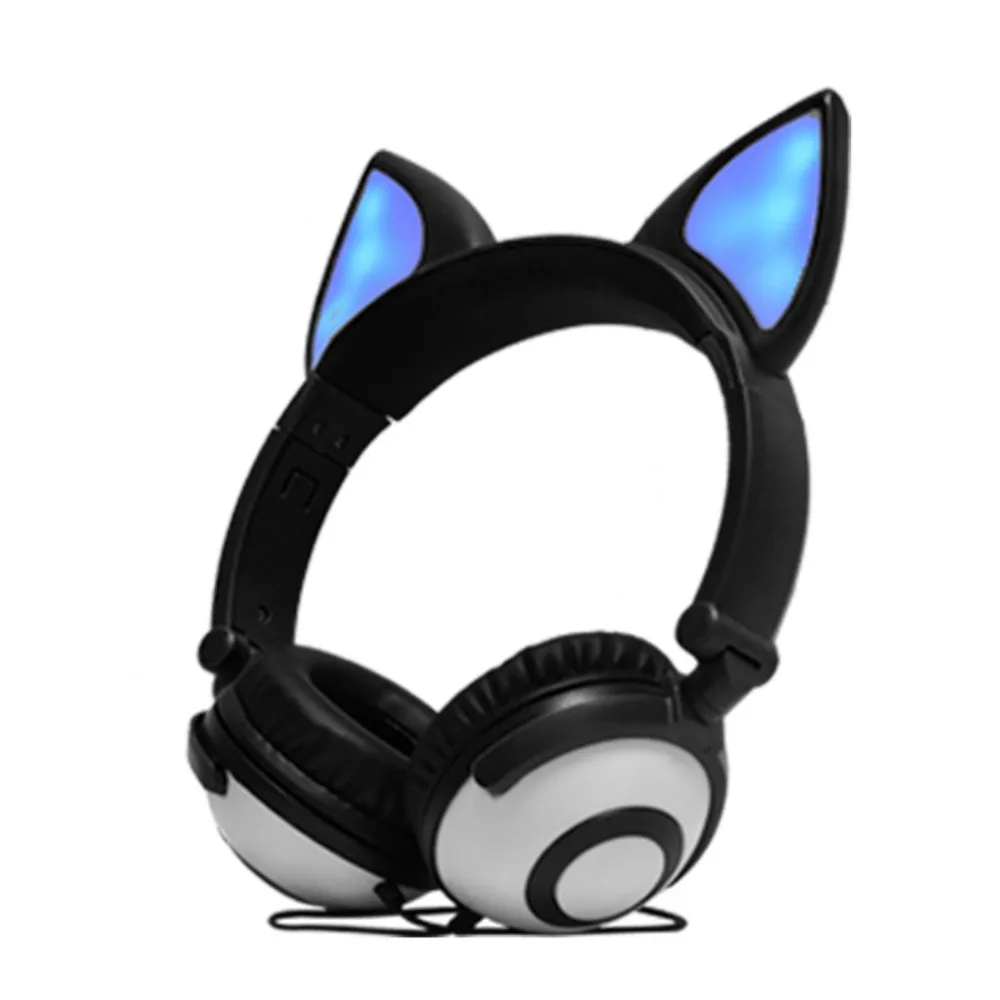 Cartoon cute cat fox ear glowing child's Foldable Flashing Glowing Gaming Headset Earphone | Электроника