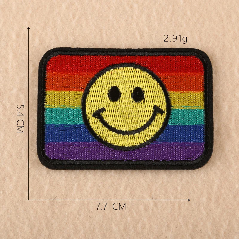 

Embroidered Cloth Stickers Rainbow Smiley Leaf Computer Emboridery Label Adhesive Patch Clothing Accessories Iron on Patches