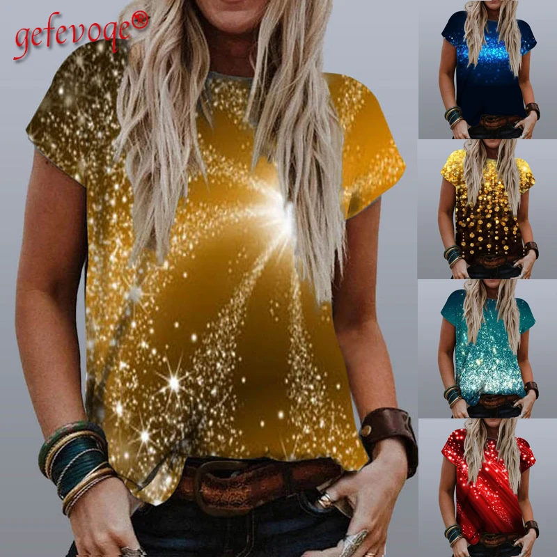 

Summer Fashion Harajuku Women's Clothing 2021 Highlights Printed Tees Loose O Neck Short Sleeve T Shirts Casual Oversized Tops