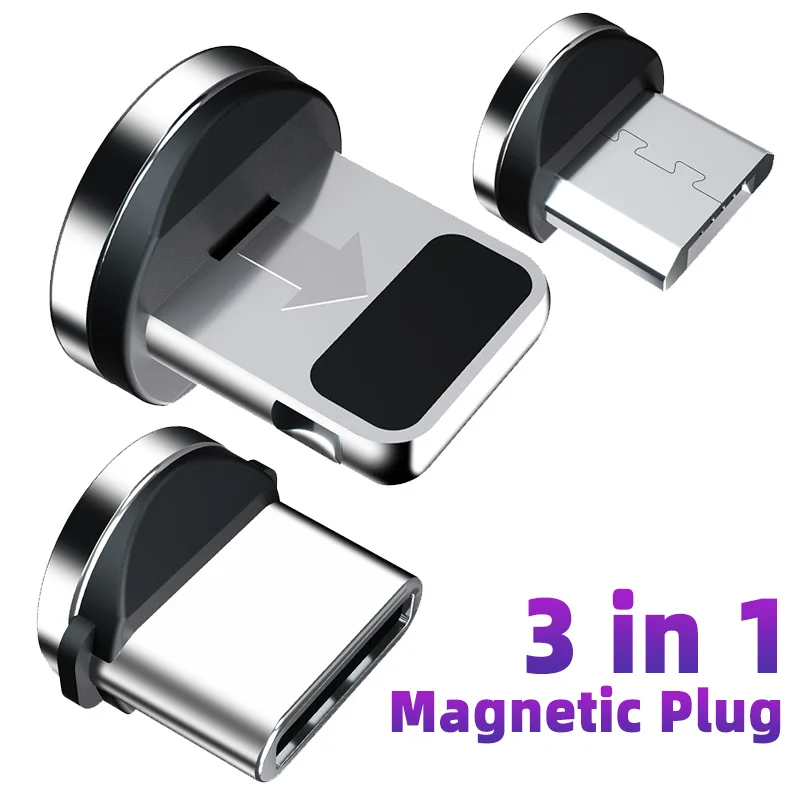 

3 Magnetic Plug Micro USB Type C Dust Plug For iPhone Round Magnetic Charging Cable Plugs Phone Magnet Connector Charger Plugs