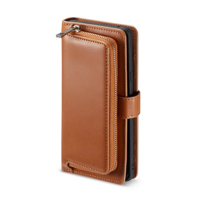 Brown case Роскошный деловой чехол Etui для samsung Note 9, чехол на молнии с откидной крышкой для samsung Galaxy Note 9 Note9, чехол-кошелек Note 10 Plus - Цвет: Brown case