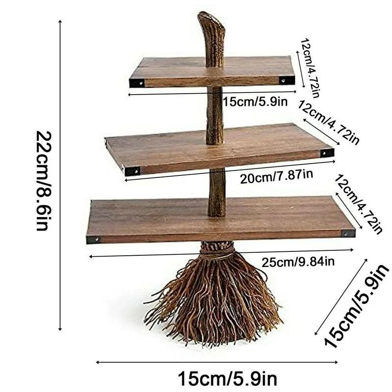 

Halloween Snack Bowl Stand Party Broom Food Snack Rack Witch Hat Bowl Stand Broomstick Plate Dessert Fruit Dishe Halloween Decor