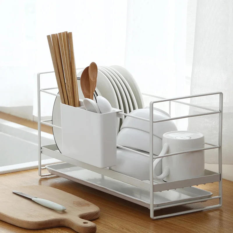 

Dish Drying Rack with Drainboard Drainer Kitchen Light Duty Countertop Utensil Organizer Storage for Home