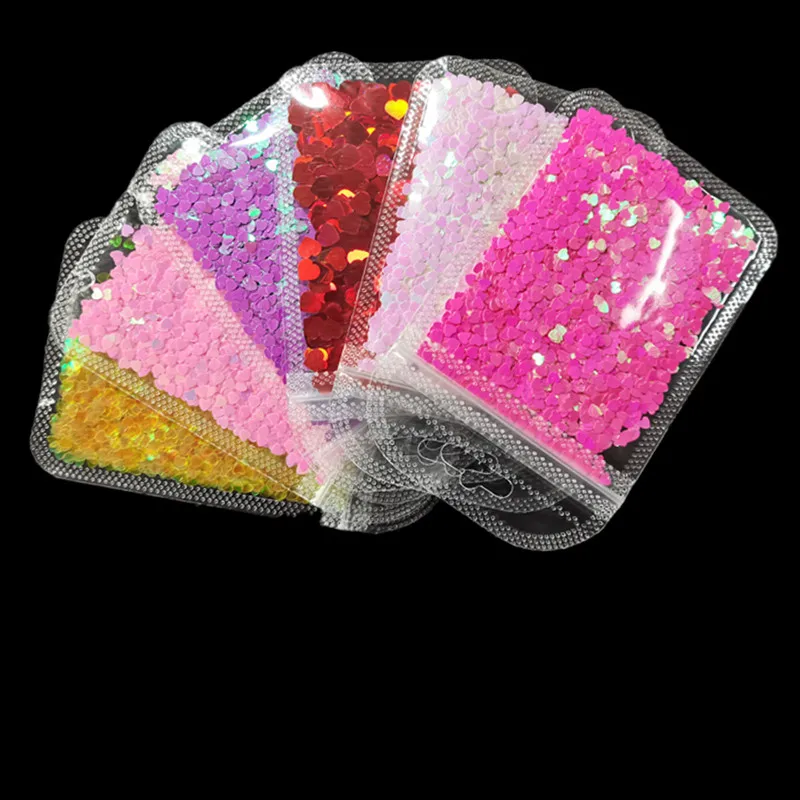 

Valentine's Day Sweet Love Heart Sequins Nail Glitter Thin Paillettes AB Flakes Acrylic Glitter Nail Art Decorations Manicure