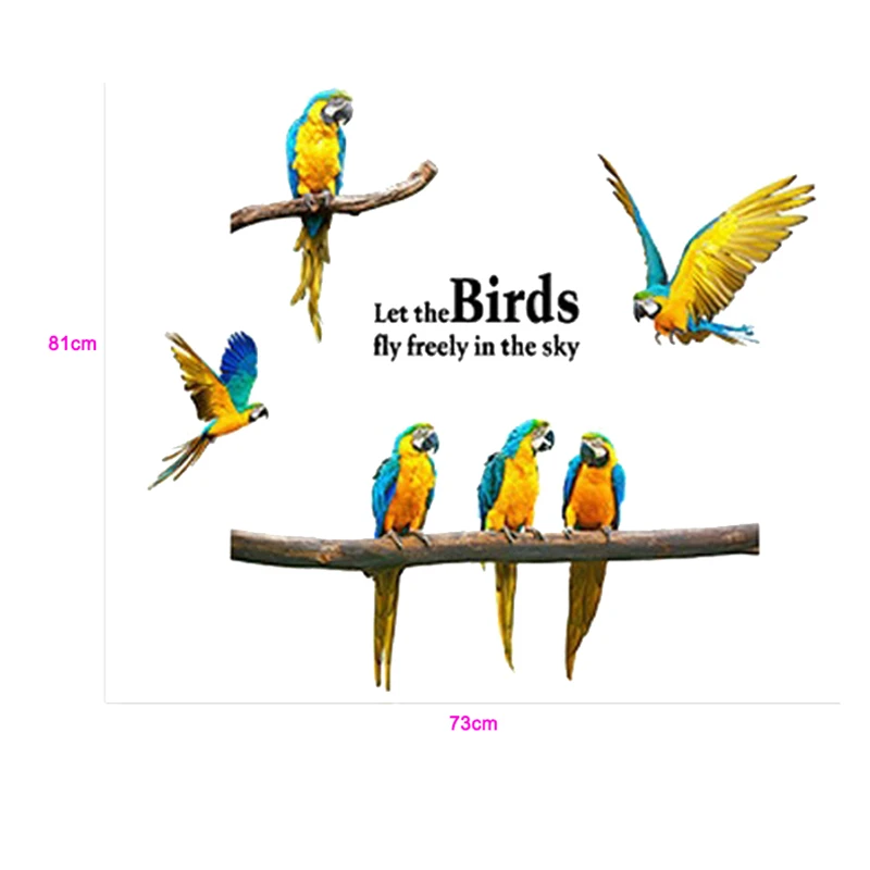 

Creative Lovely 3D Parrot Stickers Decorative Removable Wall Sticker For livingroom bedroom Decor Mural Decal