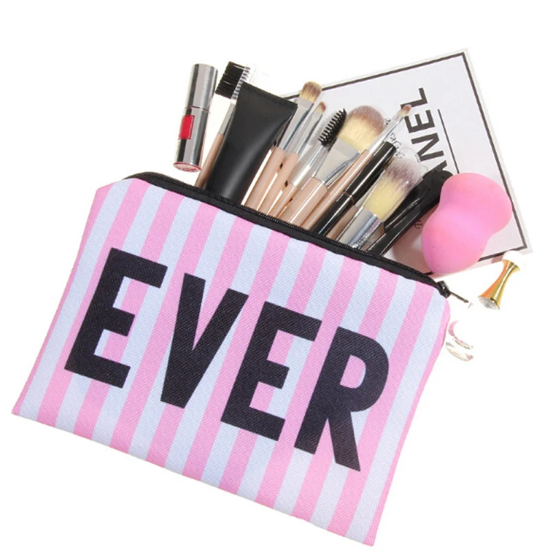 

Women Cosmetic Bags Letter Printing Waterproof Makeup Organizer Storage Case Lovely Travel Phone Bag Purse Gift