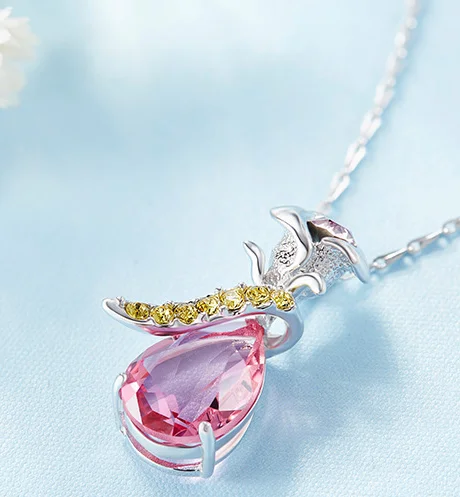 

YTF1334 925 Sterling Silver zircon crystal Leaf Necklace women's Necklace