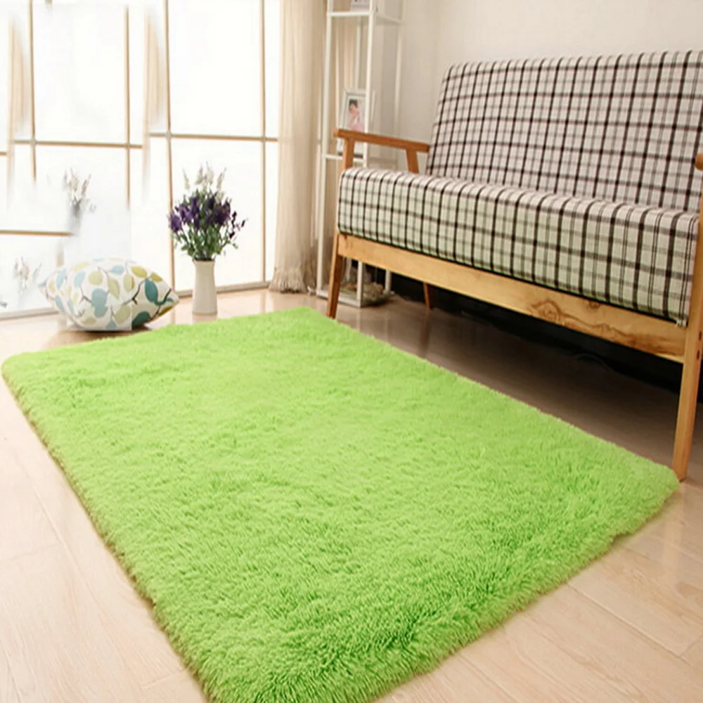 

Living Room Carpet Soft Faux Fur Area Rug Rectangle Mats European Fluffy Mat Kids Room Rug Bedroom Mat Antiskid Green