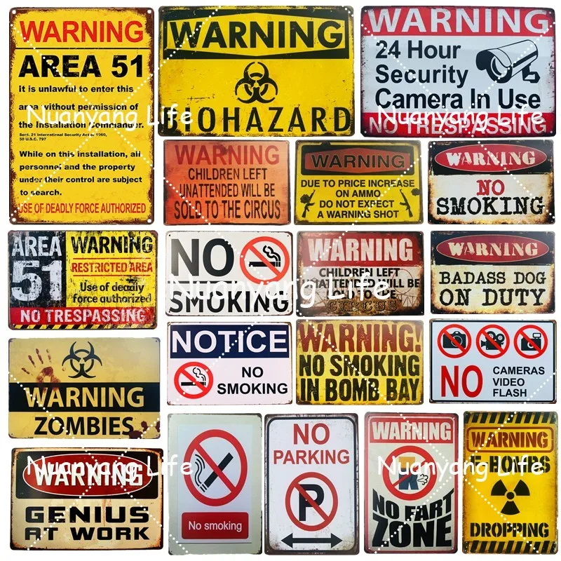 

Vintage No Trespassing Metal Signs Beware Poster Plates Sign Warning Fallout Metal Plaque Tin Sign Farmhouse Wall Decoration
