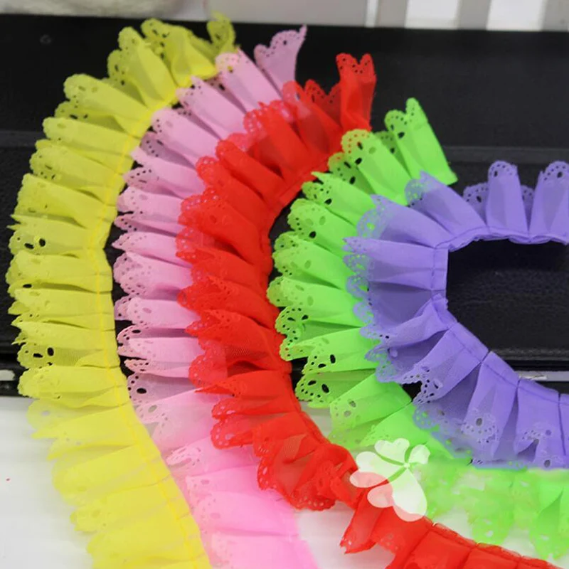 

40Yards Pleated Gathered Ruffle Chiffon Lace Edge Trim Ribbon Vintage Edging Trimmings Fabric Sewing Craft Wedding Bridal Dress