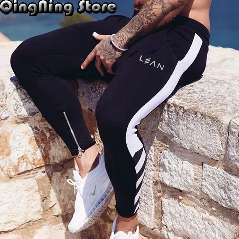 

2019 Autumn Jogging Running Pants Men Striped GYM Fitness Training Pants Slim Sport Pencil Trousers Sports Leggings Sweatpants
