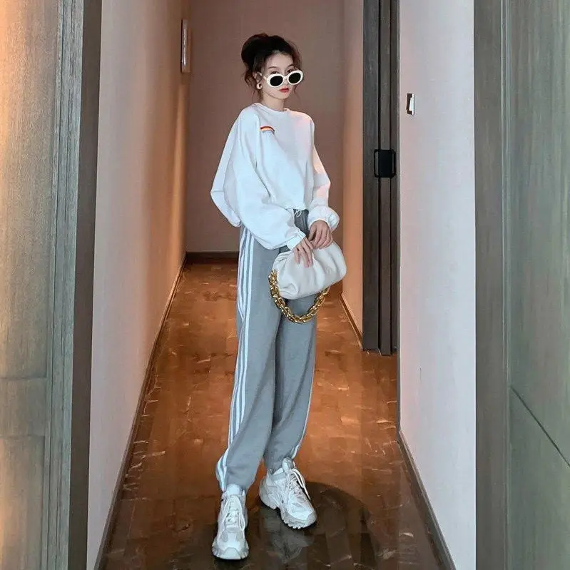 

Cotton spring and Autumn New Korean loose sweater women + Leisure Harem Pants women's sportswear two piece suit women