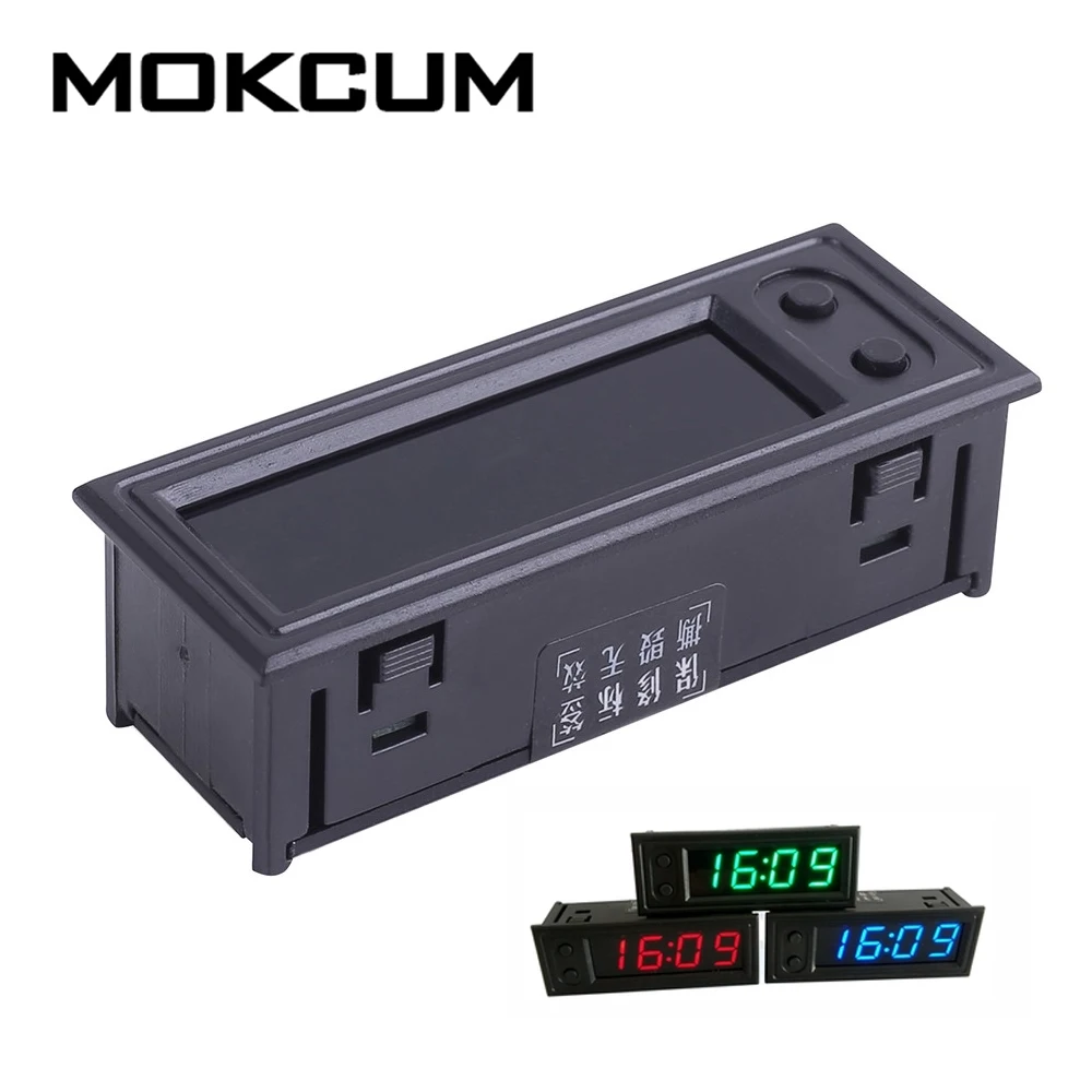 

50V Blue Digital Display Schedule Electronic Clock Module Voltage Automatically Sleep Time/Temperature/Voltage Display for Car