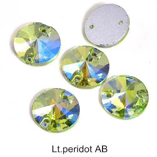 Lt.peridot-AB 5 размеров Красный AB Круглый Rivoli Кристалл Стекло пришивные стразы с плоской задней частью глубокий синий АВ пришивные стразы для свадебного платья B0999 - Цвет: Lt.peridot-AB