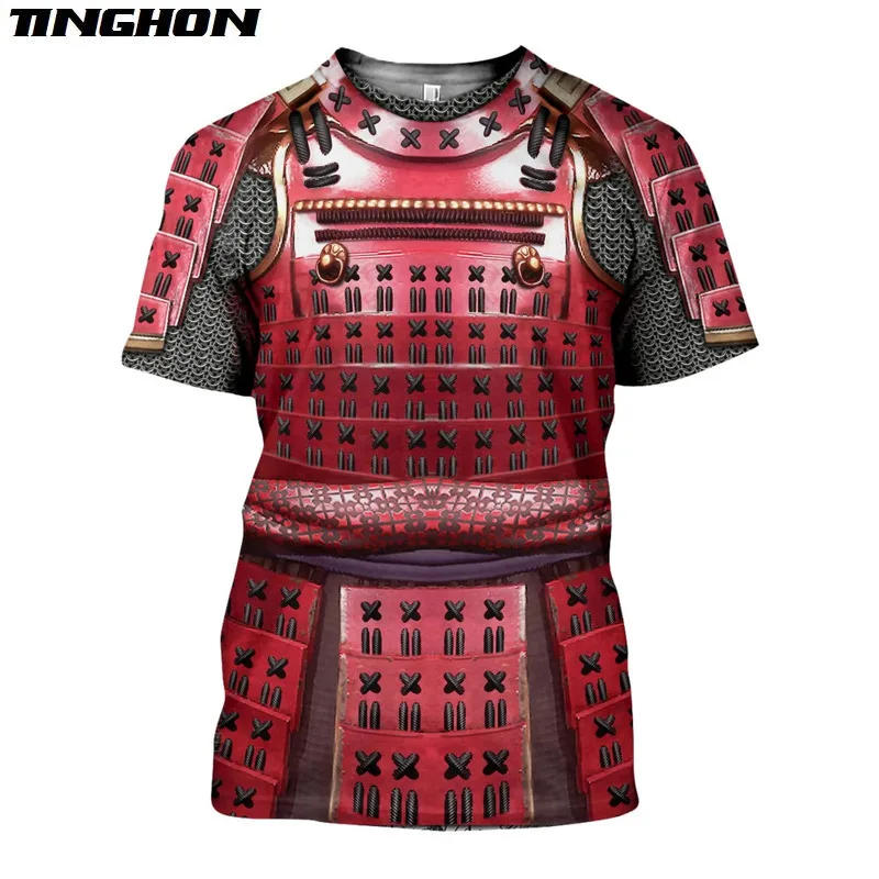 XS 7XL новые летние футболки 3D печатных самурая броня для мужчин Harajuku модные