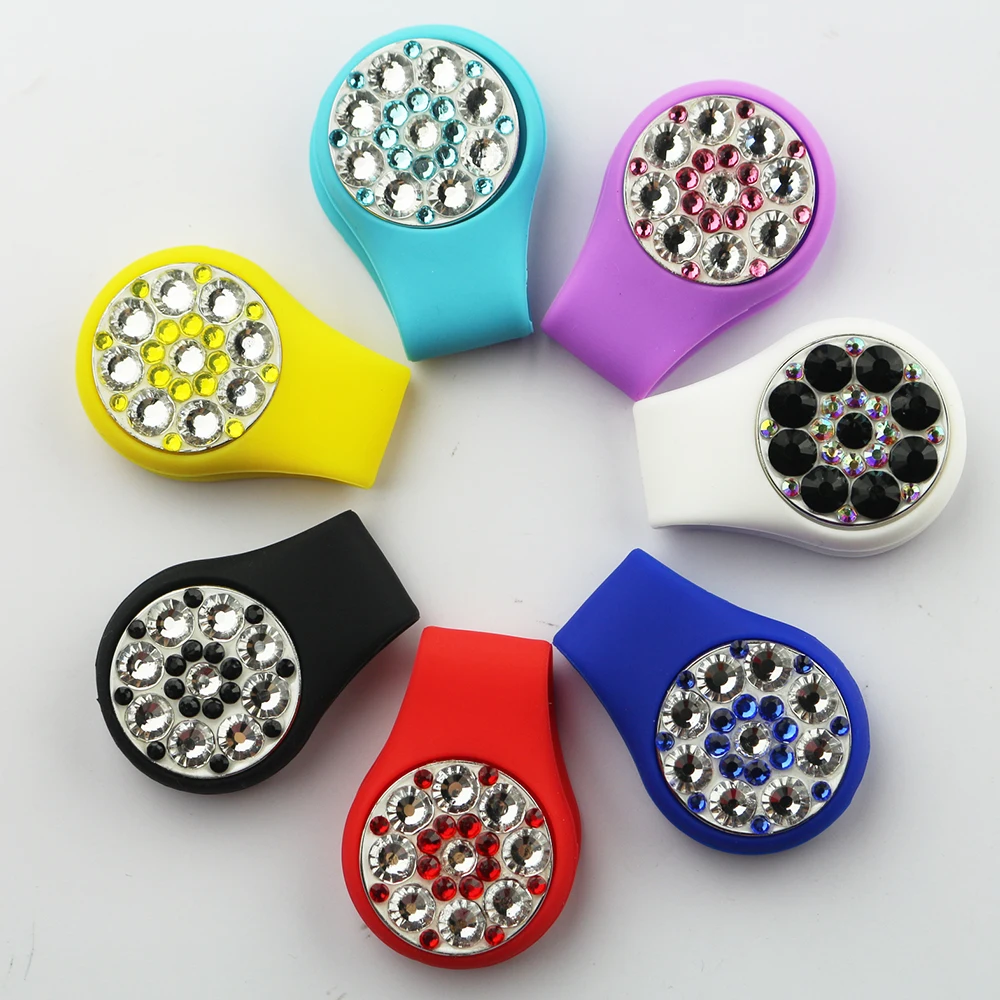 Crystal Golf Ball Marker Наборы клипов для шляп гольфа 1 шт. Маркер и Силиконовые клипсы